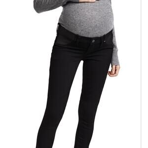 Paige Maternity Verdugo Ultra Skinny Elastic Insets Black Denim Jeans Women’s 24